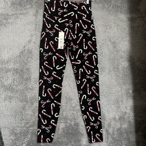 No Boundaries Leggings Womens XS BlackCandy Cane Holiday Christmas High Rise NEW